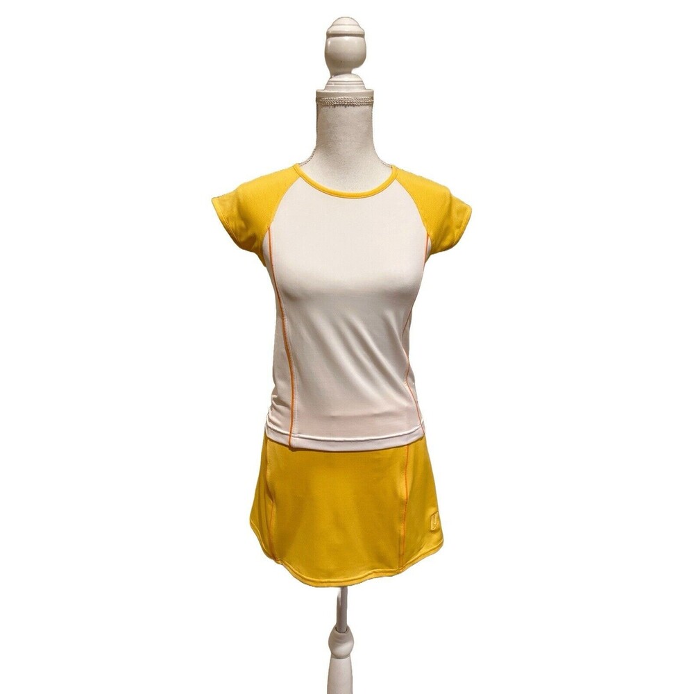 Prince Women's XS Pickleball Tennis Skort & Shirt Set Outfit Yellow & White